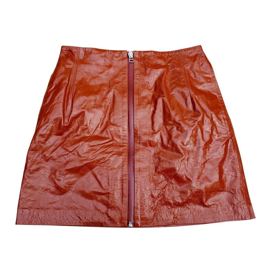 REMAIN Birger Christiensen brown leather mini skirt - size 4